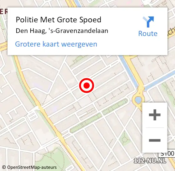 Locatie op kaart van de 112 melding: Politie Met Grote Spoed Naar Den Haag, 's-Gravenzandelaan op 6 juni 2024 13:48