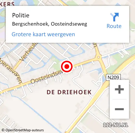 Locatie op kaart van de 112 melding: Politie Bergschenhoek, Oosteindseweg op 6 juni 2024 13:54