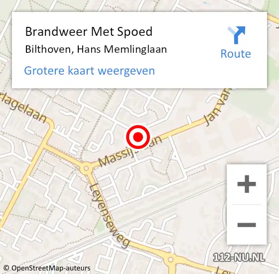 Locatie op kaart van de 112 melding: Brandweer Met Spoed Naar Bilthoven, Hans Memlinglaan op 6 juni 2024 14:10