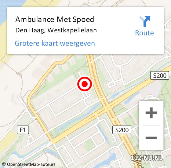 Locatie op kaart van de 112 melding: Ambulance Met Spoed Naar Den Haag, Westkapellelaan op 6 juni 2024 14:13