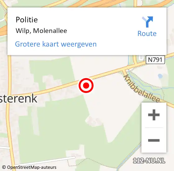 Locatie op kaart van de 112 melding: Politie Wilp, Molenallee op 6 juni 2024 14:29