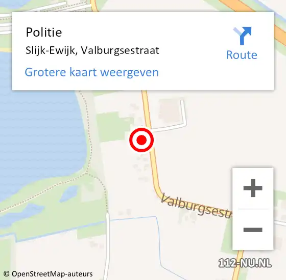 Locatie op kaart van de 112 melding: Politie Slijk-Ewijk, Valburgsestraat op 6 juni 2024 14:30