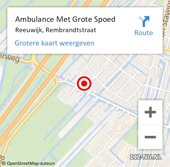 Locatie op kaart van de 112 melding: Ambulance Met Grote Spoed Naar Reeuwijk, Rembrandtstraat op 6 juni 2024 14:32