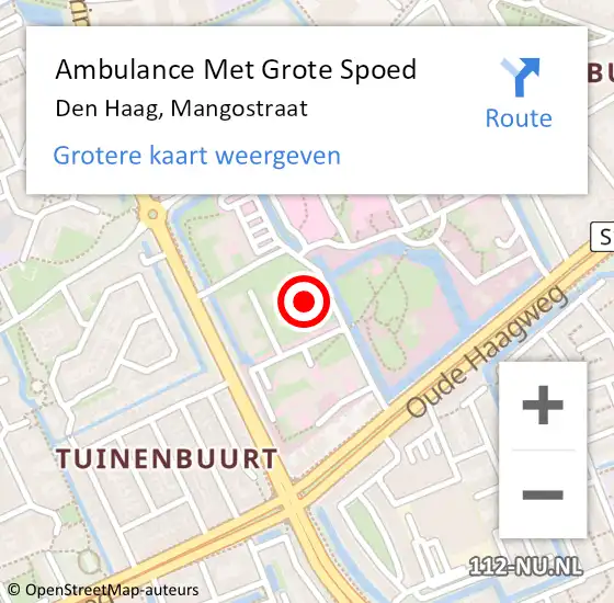 Locatie op kaart van de 112 melding: Ambulance Met Grote Spoed Naar Den Haag, Mangostraat op 6 juni 2024 14:44