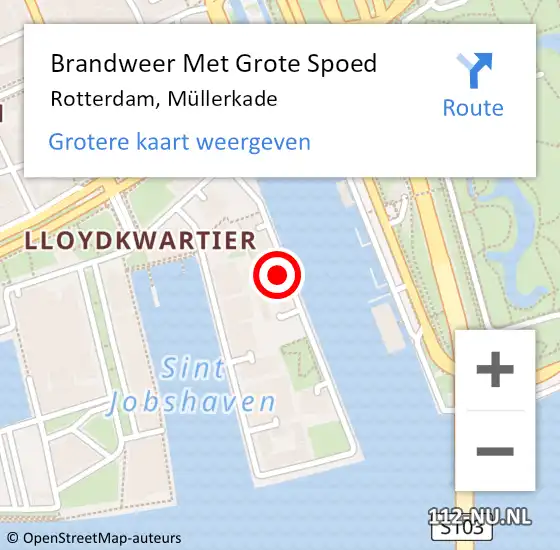 Locatie op kaart van de 112 melding: Brandweer Met Grote Spoed Naar Rotterdam, Müllerkade op 6 juni 2024 14:48