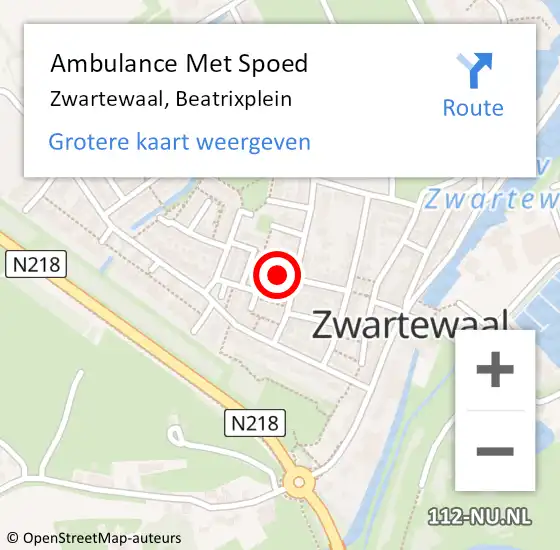 Locatie op kaart van de 112 melding: Ambulance Met Spoed Naar Zwartewaal, Beatrixplein op 6 juni 2024 14:52