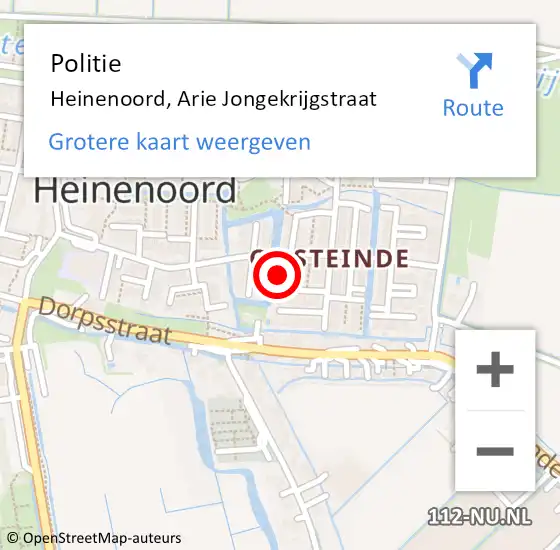 Locatie op kaart van de 112 melding: Politie Heinenoord, Arie Jongekrijgstraat op 6 juni 2024 14:54