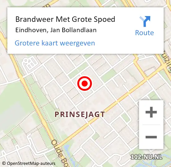 Locatie op kaart van de 112 melding: Brandweer Met Grote Spoed Naar Eindhoven, Jan Bollandlaan op 6 juni 2024 14:59