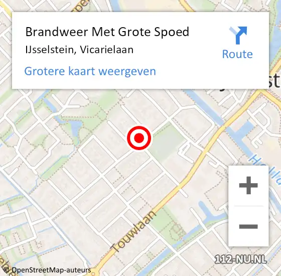 Locatie op kaart van de 112 melding: Brandweer Met Grote Spoed Naar IJsselstein, Vicarielaan op 6 juni 2024 15:03