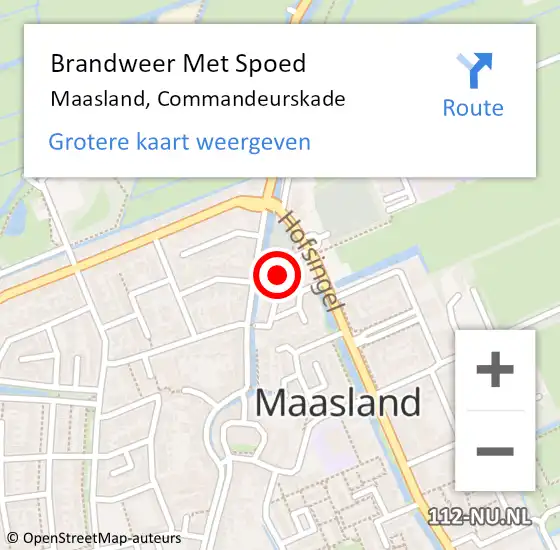 Locatie op kaart van de 112 melding: Brandweer Met Spoed Naar Maasland, Commandeurskade op 6 juni 2024 15:04