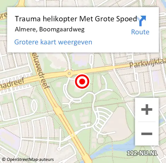 Locatie op kaart van de 112 melding: Trauma helikopter Met Grote Spoed Naar Almere, Boomgaardweg op 6 juni 2024 15:10