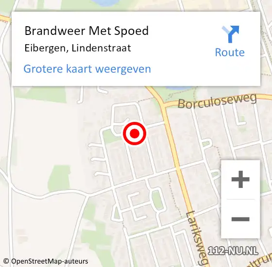 Locatie op kaart van de 112 melding: Brandweer Met Spoed Naar Eibergen, Lindenstraat op 6 juni 2024 15:19