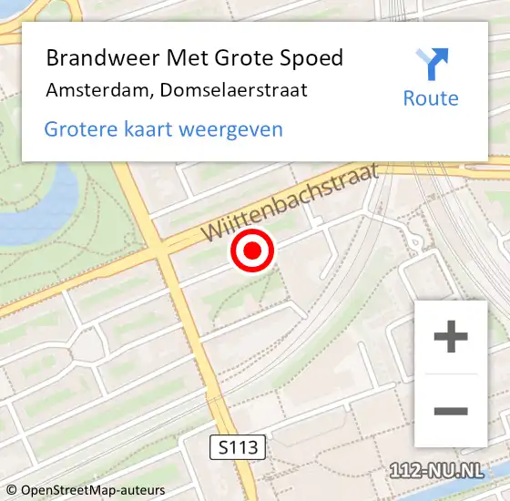 Locatie op kaart van de 112 melding: Brandweer Met Grote Spoed Naar Amsterdam, Domselaerstraat op 6 juni 2024 15:21