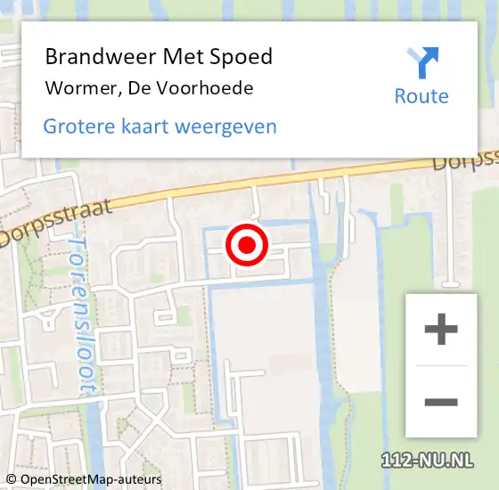 Locatie op kaart van de 112 melding: Brandweer Met Spoed Naar Wormer, De Voorhoede op 6 juni 2024 15:24