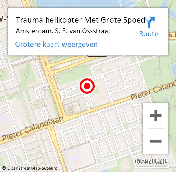 Locatie op kaart van de 112 melding: Trauma helikopter Met Grote Spoed Naar Amsterdam, S. F. van Ossstraat op 6 juni 2024 15:31