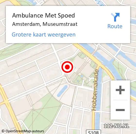 Locatie op kaart van de 112 melding: Ambulance Met Spoed Naar Amsterdam, Museumstraat op 6 juni 2024 15:34