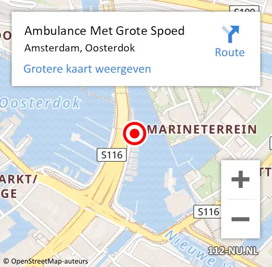 Locatie op kaart van de 112 melding: Ambulance Met Grote Spoed Naar Amsterdam, Oosterdok op 6 juni 2024 15:37