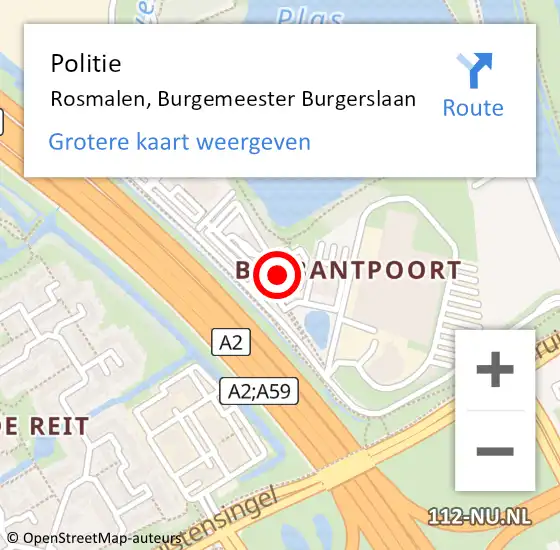 Locatie op kaart van de 112 melding: Politie Rosmalen, Burgemeester Burgerslaan op 6 juni 2024 15:50