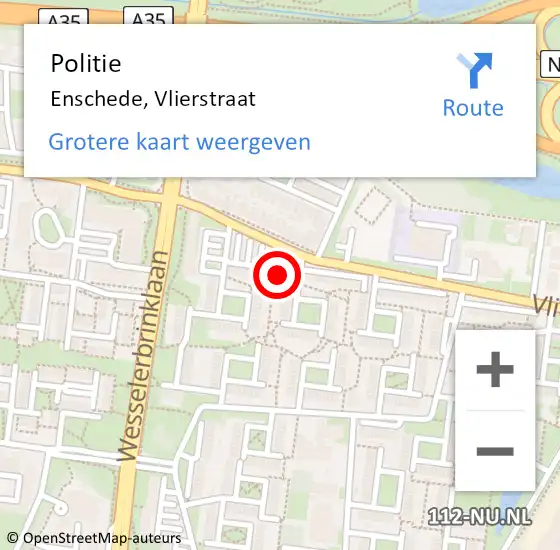 Locatie op kaart van de 112 melding: Politie Enschede, Vlierstraat op 6 juni 2024 15:51