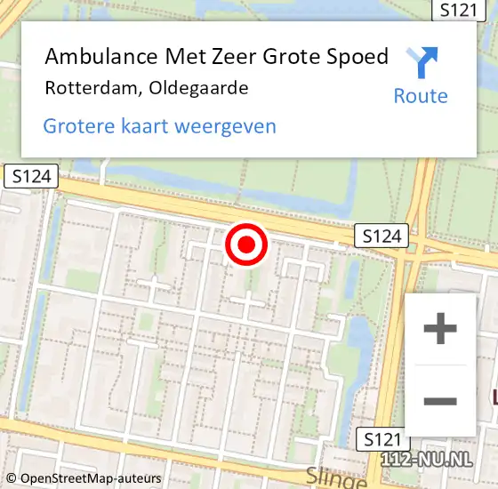 Locatie op kaart van de 112 melding: Ambulance Met Zeer Grote Spoed Naar Rotterdam, Oldegaarde op 6 juni 2024 15:55