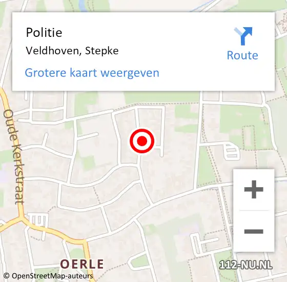 Locatie op kaart van de 112 melding: Politie Veldhoven, Stepke op 6 juni 2024 16:03