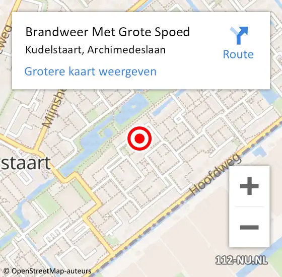 Locatie op kaart van de 112 melding: Brandweer Met Grote Spoed Naar Kudelstaart, Archimedeslaan op 6 juni 2024 16:06