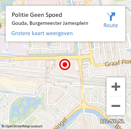 Locatie op kaart van de 112 melding: Politie Geen Spoed Naar Gouda, Burgemeester Jamesplein op 6 juni 2024 16:11