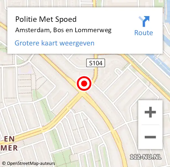 Locatie op kaart van de 112 melding: Politie Met Spoed Naar Amsterdam, Bos en Lommerweg op 6 juni 2024 17:03