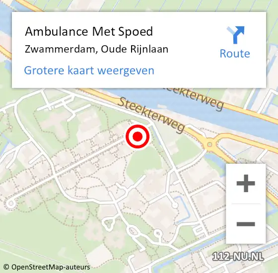 Locatie op kaart van de 112 melding: Ambulance Met Spoed Naar Zwammerdam, Oude Rijnlaan op 6 juni 2024 17:04