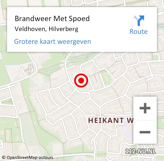 Locatie op kaart van de 112 melding: Brandweer Met Spoed Naar Veldhoven, Hilverberg op 6 juni 2024 17:10