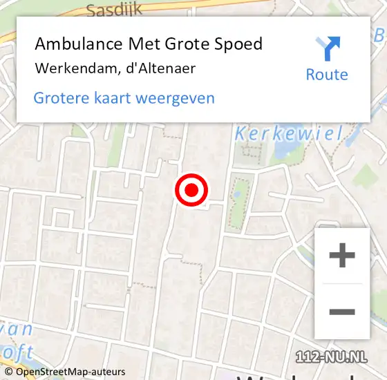 Locatie op kaart van de 112 melding: Ambulance Met Grote Spoed Naar Werkendam, d'Altenaer op 6 juni 2024 17:23