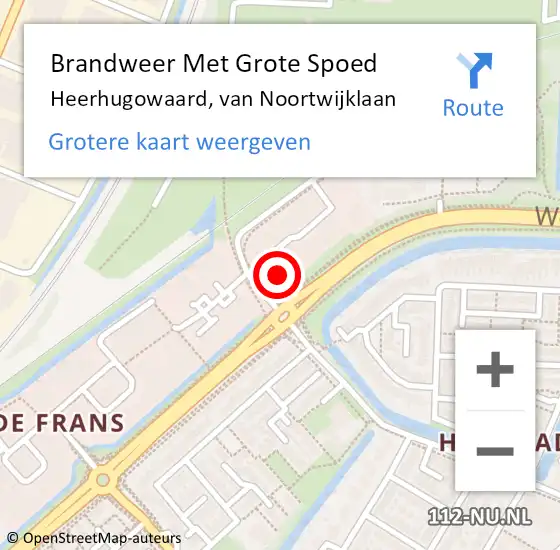 Locatie op kaart van de 112 melding: Brandweer Met Grote Spoed Naar Heerhugowaard, van Noortwijklaan op 6 juni 2024 17:26