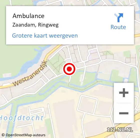 Locatie op kaart van de 112 melding: Ambulance Zaandam, Ringweg op 6 juni 2024 17:26