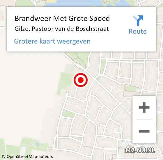 Locatie op kaart van de 112 melding: Brandweer Met Grote Spoed Naar Gilze, Pastoor van de Boschstraat op 6 juni 2024 17:31