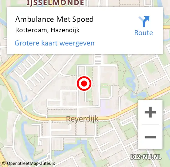 Locatie op kaart van de 112 melding: Ambulance Met Spoed Naar Rotterdam, Hazendijk op 6 juni 2024 17:41