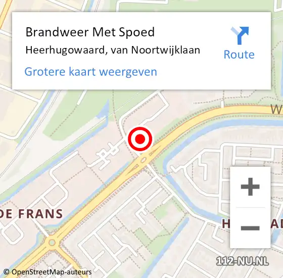 Locatie op kaart van de 112 melding: Brandweer Met Spoed Naar Heerhugowaard, van Noortwijklaan op 6 juni 2024 17:42