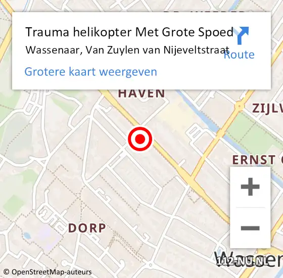 Locatie op kaart van de 112 melding: Trauma helikopter Met Grote Spoed Naar Wassenaar, Van Zuylen van Nijeveltstraat op 6 juni 2024 17:50