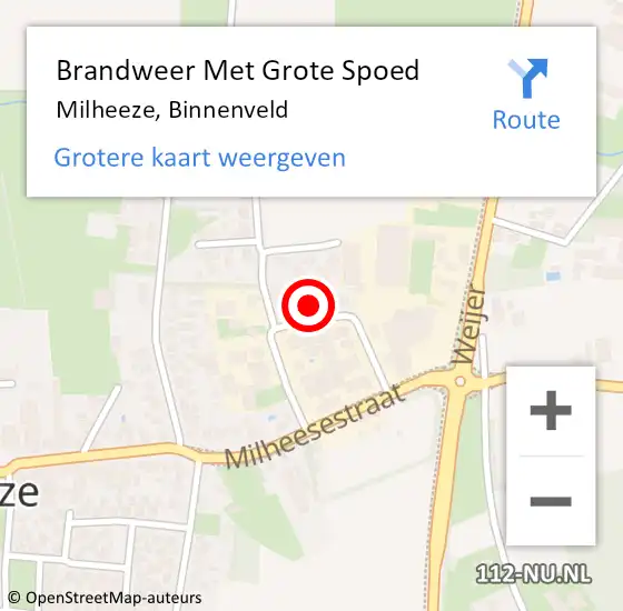 Locatie op kaart van de 112 melding: Brandweer Met Grote Spoed Naar Milheeze, Binnenveld op 6 juni 2024 17:54