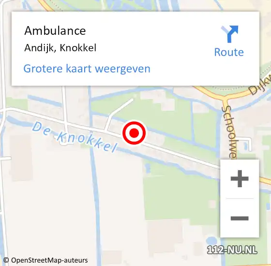 Locatie op kaart van de 112 melding: Ambulance Andijk, Knokkel op 6 juni 2024 18:01