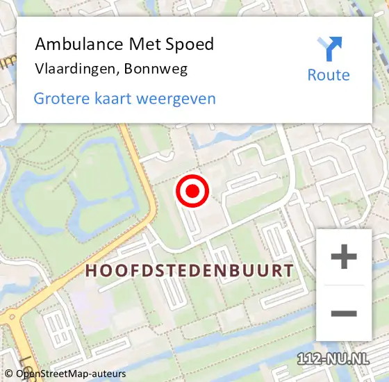 Locatie op kaart van de 112 melding: Ambulance Met Spoed Naar Vlaardingen, Bonnweg op 6 juni 2024 18:03