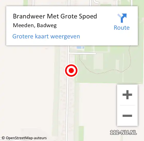 Locatie op kaart van de 112 melding: Brandweer Met Grote Spoed Naar Meeden, Badweg op 6 juni 2024 18:23