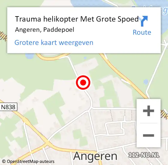 Locatie op kaart van de 112 melding: Trauma helikopter Met Grote Spoed Naar Angeren, Paddepoel op 6 juni 2024 18:30