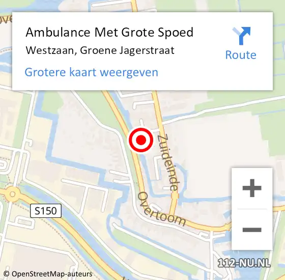 Locatie op kaart van de 112 melding: Ambulance Met Grote Spoed Naar Westzaan, Groene Jagerstraat op 6 juni 2024 18:39