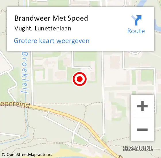 Locatie op kaart van de 112 melding: Brandweer Met Spoed Naar Vught, Lunettenlaan op 6 juni 2024 18:43