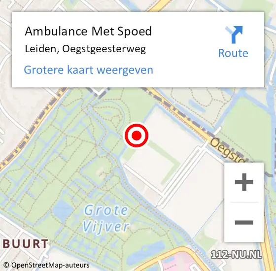 Locatie op kaart van de 112 melding: Ambulance Met Spoed Naar Leiden, Oegstgeesterweg op 6 juni 2024 18:46