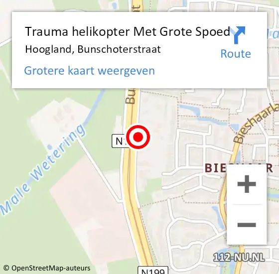 Locatie op kaart van de 112 melding: Trauma helikopter Met Grote Spoed Naar Hoogland, Bunschoterstraat op 6 juni 2024 18:46