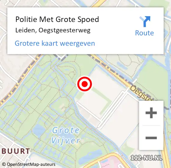 Locatie op kaart van de 112 melding: Politie Met Grote Spoed Naar Leiden, Oegstgeesterweg op 6 juni 2024 18:50