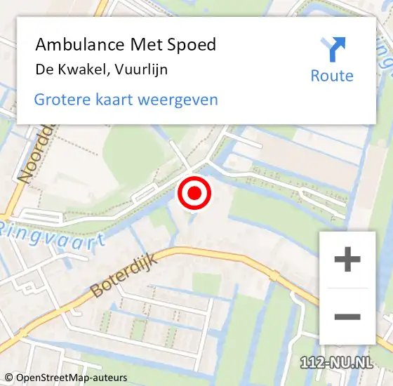 Locatie op kaart van de 112 melding: Ambulance Met Spoed Naar De Kwakel, Vuurlijn op 6 juni 2024 19:10