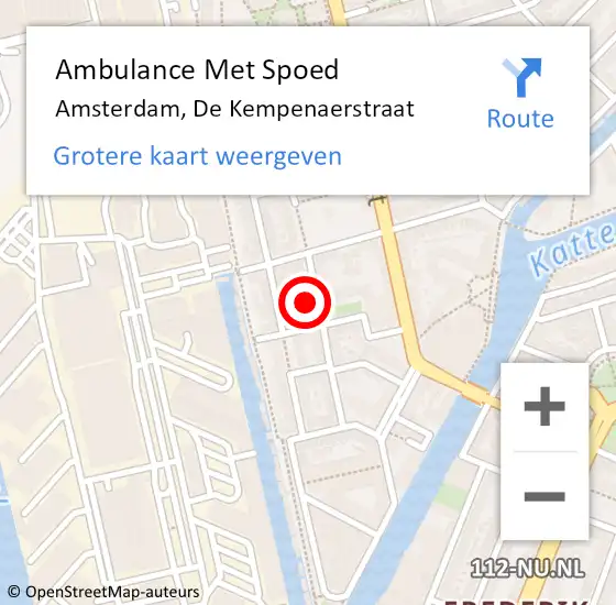 Locatie op kaart van de 112 melding: Ambulance Met Spoed Naar Amsterdam, De Kempenaerstraat op 6 juni 2024 19:19