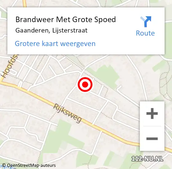 Locatie op kaart van de 112 melding: Brandweer Met Grote Spoed Naar Gaanderen, Lijsterstraat op 6 juni 2024 19:20